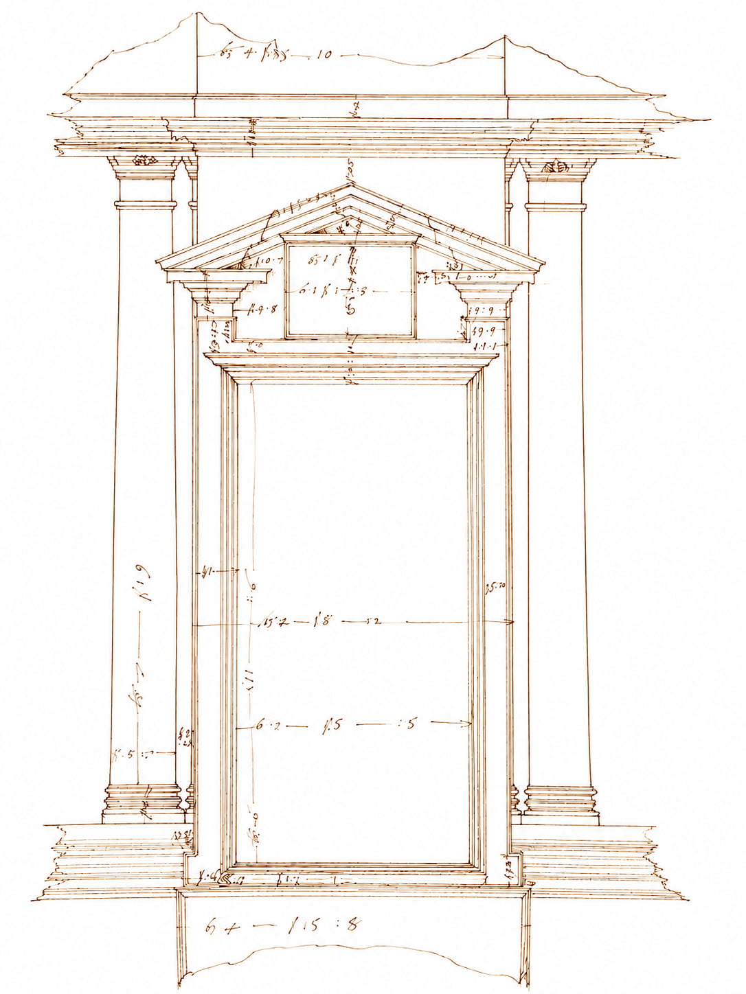 Plan de façade et d'élévation d'un portail